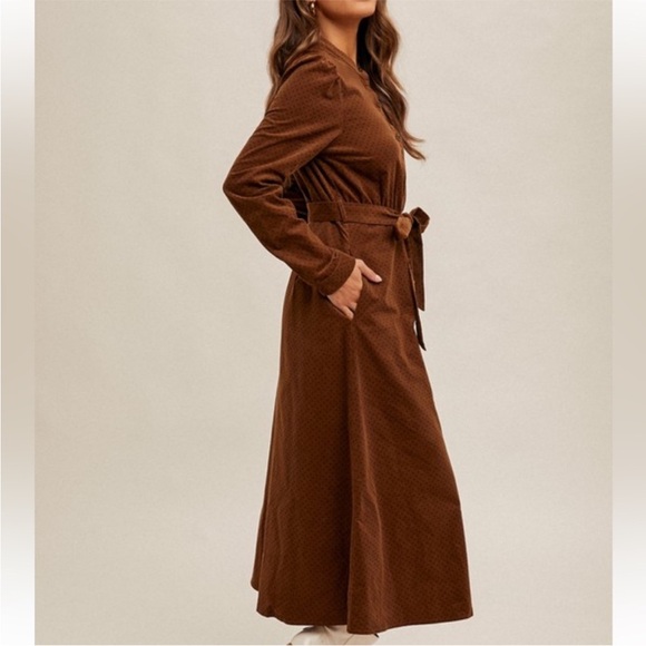 NWT Hem & Thread Chocolate Long Sleeve Coat Dress - Picture 4 of 12